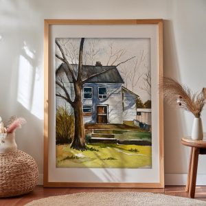 تابلو نقاشی منظره روستا در زمستان